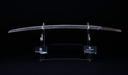 Antique Japanese Katana with Seated Sages Iron Tsuba and Suguha Hamon, Mumei, Edo Period