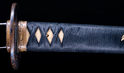 Antique Japanese Katana Sword with Notare-Gunome Hamon signed Ishidō Teruhide — 10th Generation Ishidō School — Tamahagane