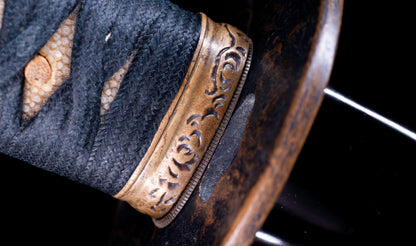 Antique Japanese Katana Sword with Notare-Gunome Hamon signed Ishidō Teruhide — 10th Generation Ishidō School — Tamahagane