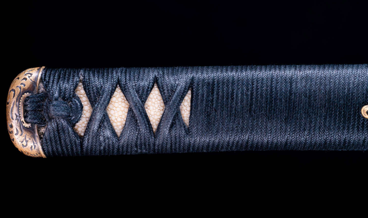 Antique Japanese Katana Sword with Notare-Gunome Hamon signed Ishidō Teruhide — 10th Generation Ishidō School — Tamahagane