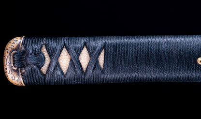 Antique Japanese Katana Sword with Notare-Gunome Hamon signed Ishidō Teruhide — 10th Generation Ishidō School — Tamahagane