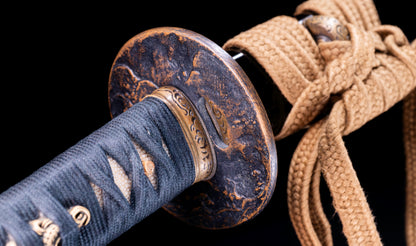 Antique Japanese Katana Sword with Notare-Gunome Hamon signed Ishidō Teruhide — 10th Generation Ishidō School — Tamahagane