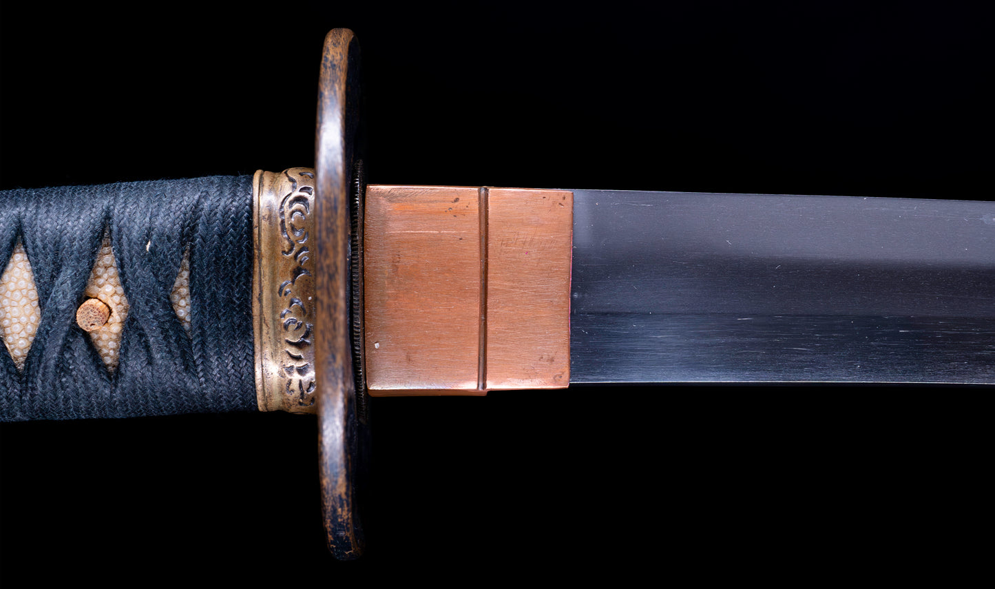Antique Japanese Katana Sword with Notare-Gunome Hamon signed Ishidō Teruhide — 10th Generation Ishidō School — Tamahagane