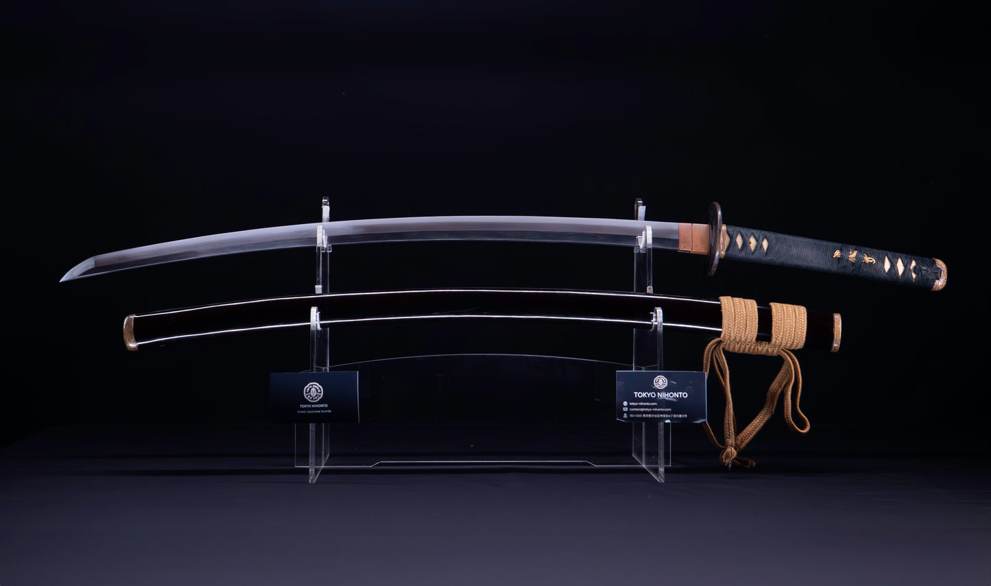 Antique Japanese Katana Sword with Notare-Gunome Hamon signed Ishidō Teruhide — 10th Generation Ishidō School — Tamahagane