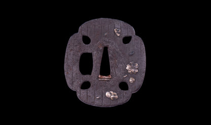 Antique Japanese Katana Sword with Toran Hamon and Cherry-Blossom Iron Tsuba — Osaka Shintō