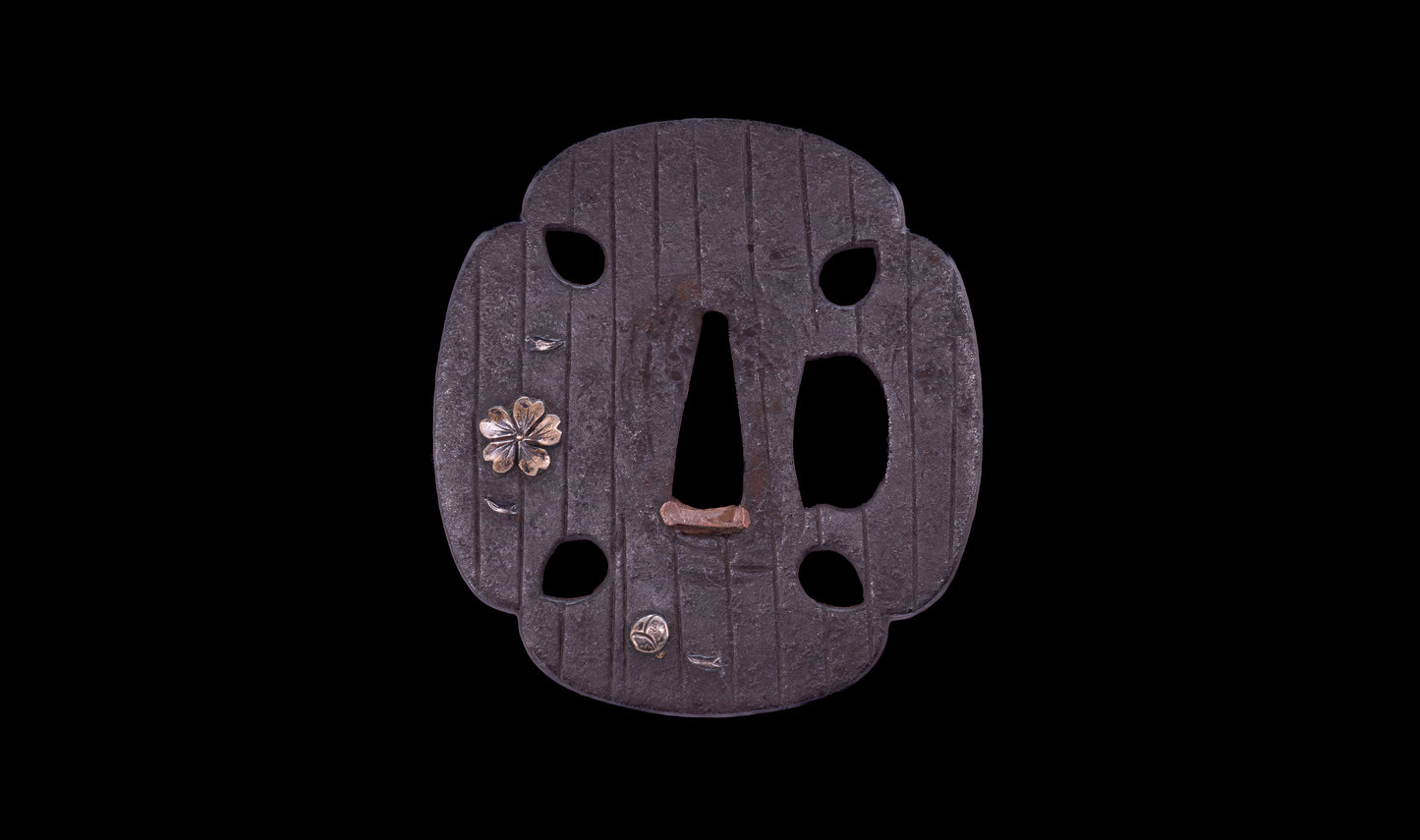 Antique Japanese Katana Sword with Toran Hamon and Cherry-Blossom Iron Tsuba — Osaka Shintō