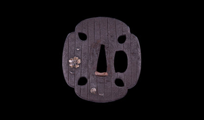 Antique Japanese Katana Sword with Toran Hamon and Cherry-Blossom Iron Tsuba — Osaka Shintō