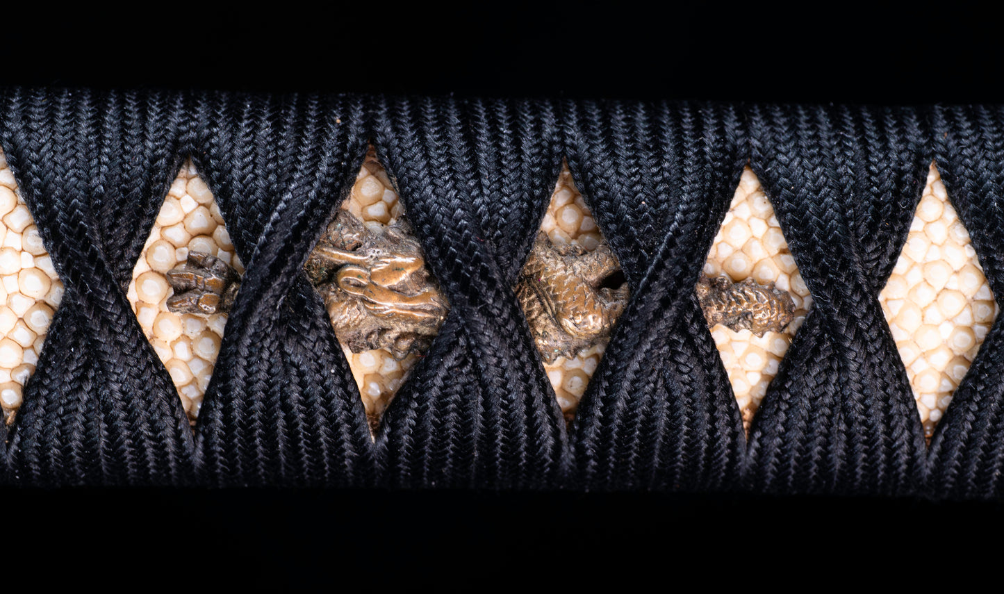 Antique Japanese Katana Sword with Toran Hamon and Cherry-Blossom Iron Tsuba — Osaka Shintō