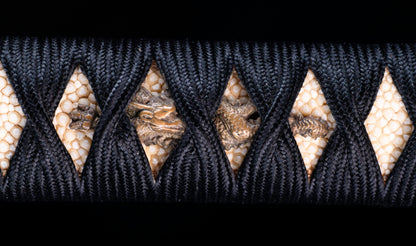 Antique Japanese Katana Sword with Toran Hamon and Cherry-Blossom Iron Tsuba — Osaka Shintō