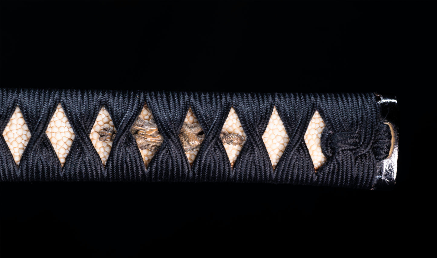 Antique Japanese Katana Sword with Toran Hamon and Cherry-Blossom Iron Tsuba — Osaka Shintō