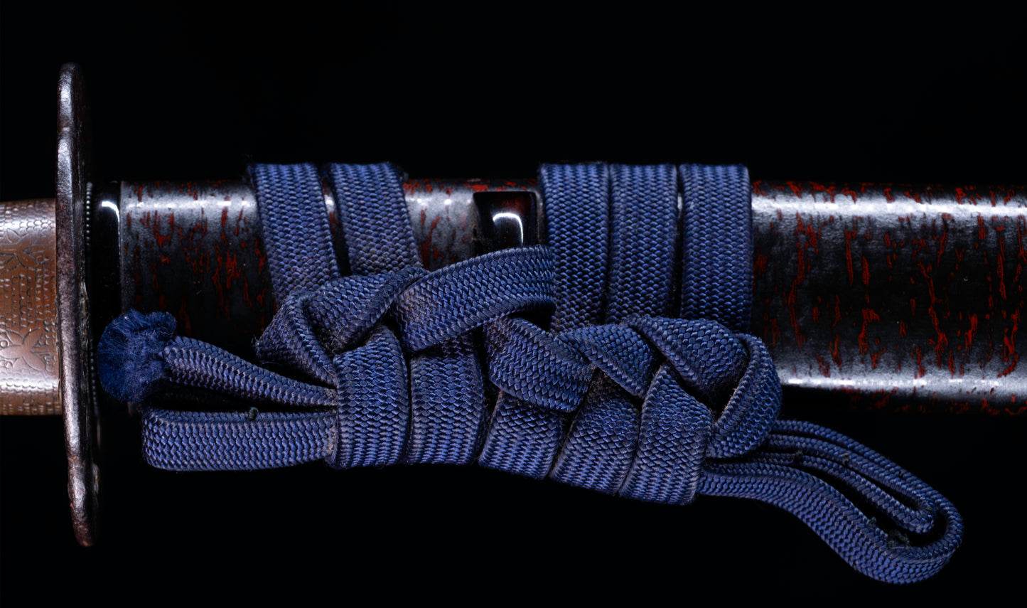 Antique Japanese Katana Sword with Toran Hamon and Cherry-Blossom Iron Tsuba — Osaka Shintō
