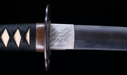 Antique Japanese Katana Sword with Toran Hamon and Cherry-Blossom Iron Tsuba — Osaka Shintō