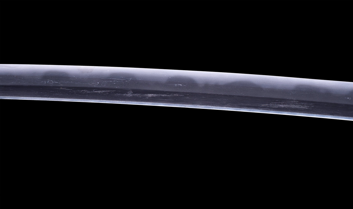 Antique Japanese Katana Sword with Toran Hamon and Cherry-Blossom Iron Tsuba — Osaka Shintō