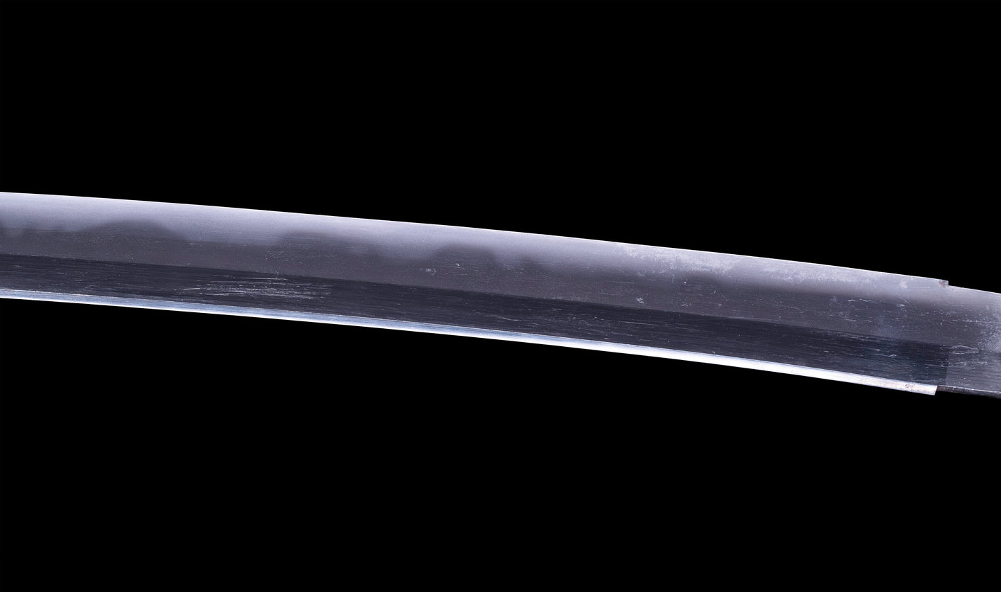 Antique Japanese Katana Sword with Toran Hamon and Cherry-Blossom Iron Tsuba — Osaka Shintō