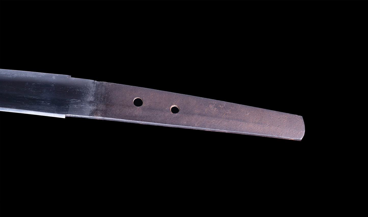 Antique Japanese Katana Sword with Toran Hamon and Cherry-Blossom Iron Tsuba — Osaka Shintō