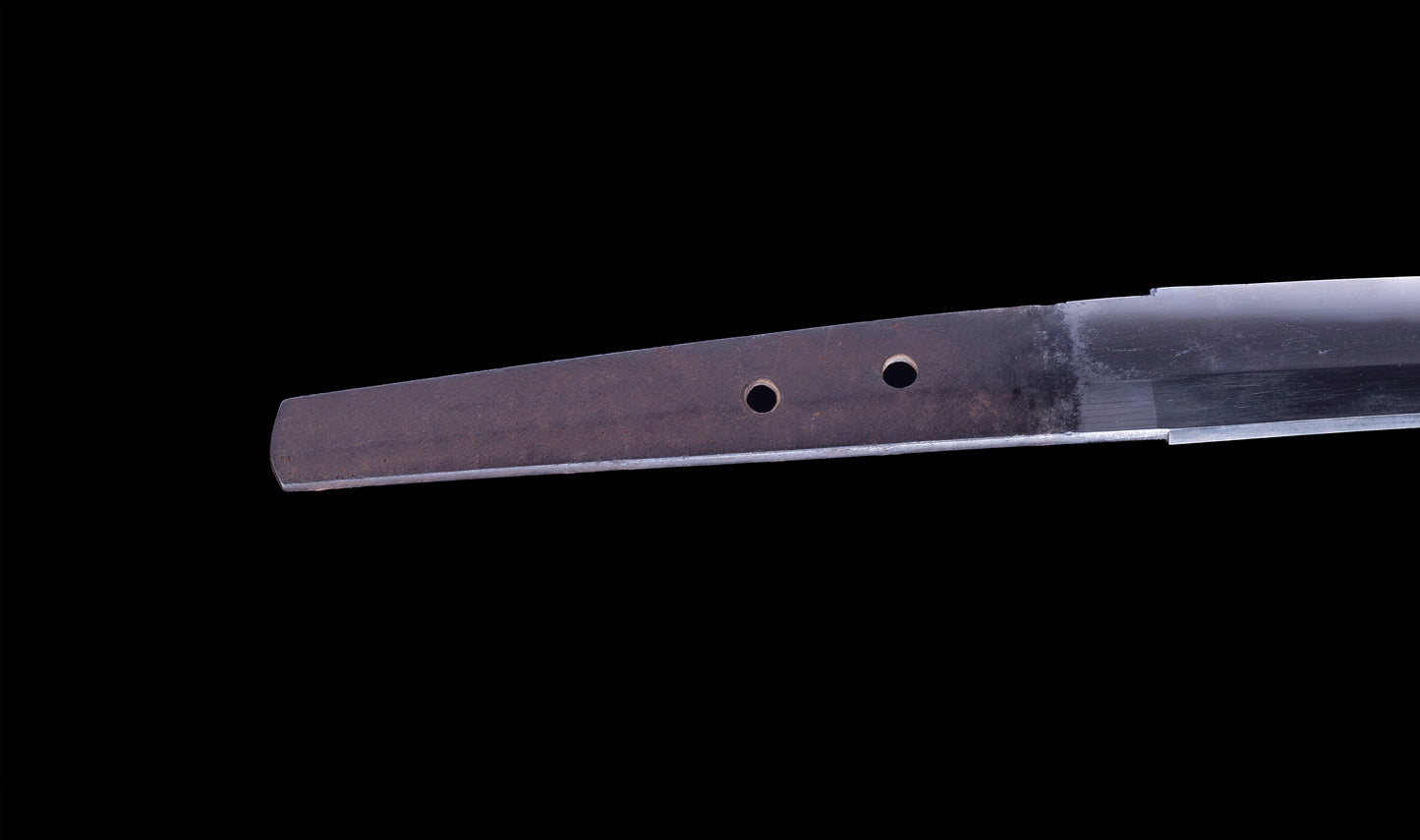 Antique Japanese Katana Sword with Toran Hamon and Cherry-Blossom Iron Tsuba — Osaka Shintō