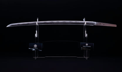 Antique Japanese Katana Sword with Toran Hamon and Cherry-Blossom Iron Tsuba — Osaka Shintō