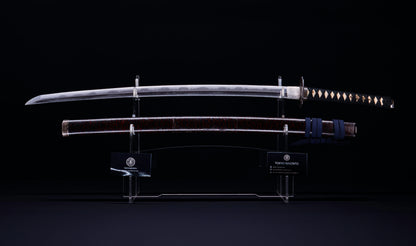 Antique Japanese Katana Sword with Toran Hamon and Cherry-Blossom Iron Tsuba — Osaka Shintō