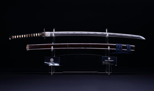 Antique Japanese Katana Sword with Toran Hamon and Cherry-Blossom Iron Tsuba — Osaka Shintō