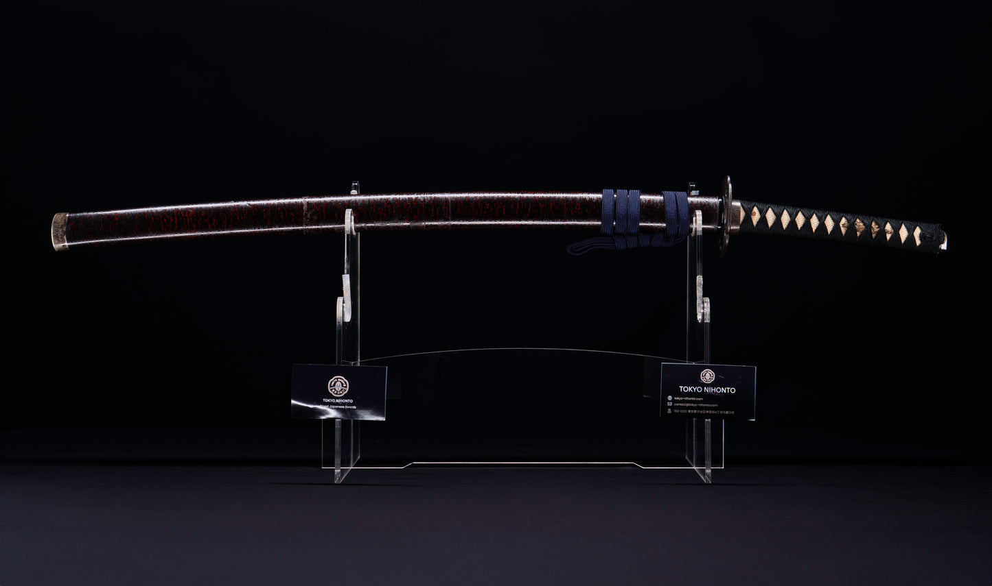 Antique Japanese Katana Sword with Toran Hamon and Cherry-Blossom Iron Tsuba — Osaka Shintō