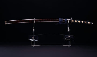 Antique Japanese Katana Sword with Toran Hamon and Cherry-Blossom Iron Tsuba — Osaka Shintō