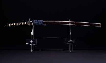 Antique Japanese Katana Sword with Toran Hamon and Cherry-Blossom Iron Tsuba — Osaka Shintō