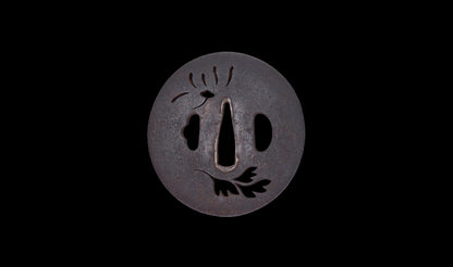 Antique Japanese Katana Sword with Floral Iron Sukashi Tsuba, Edo Period Mumei Blade