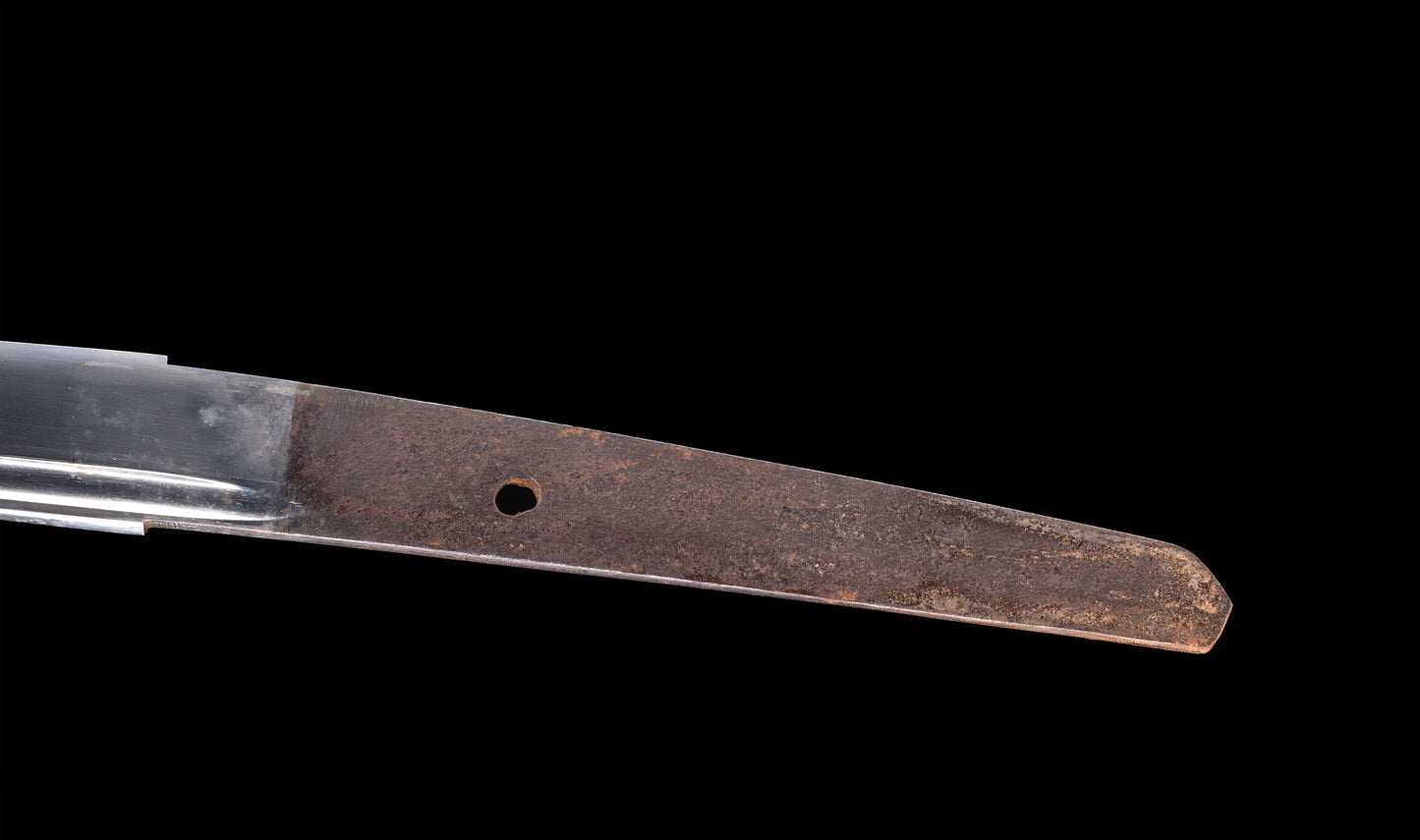 Antique Japanese Katana Sword with Floral Iron Sukashi Tsuba, Edo Period Mumei Blade