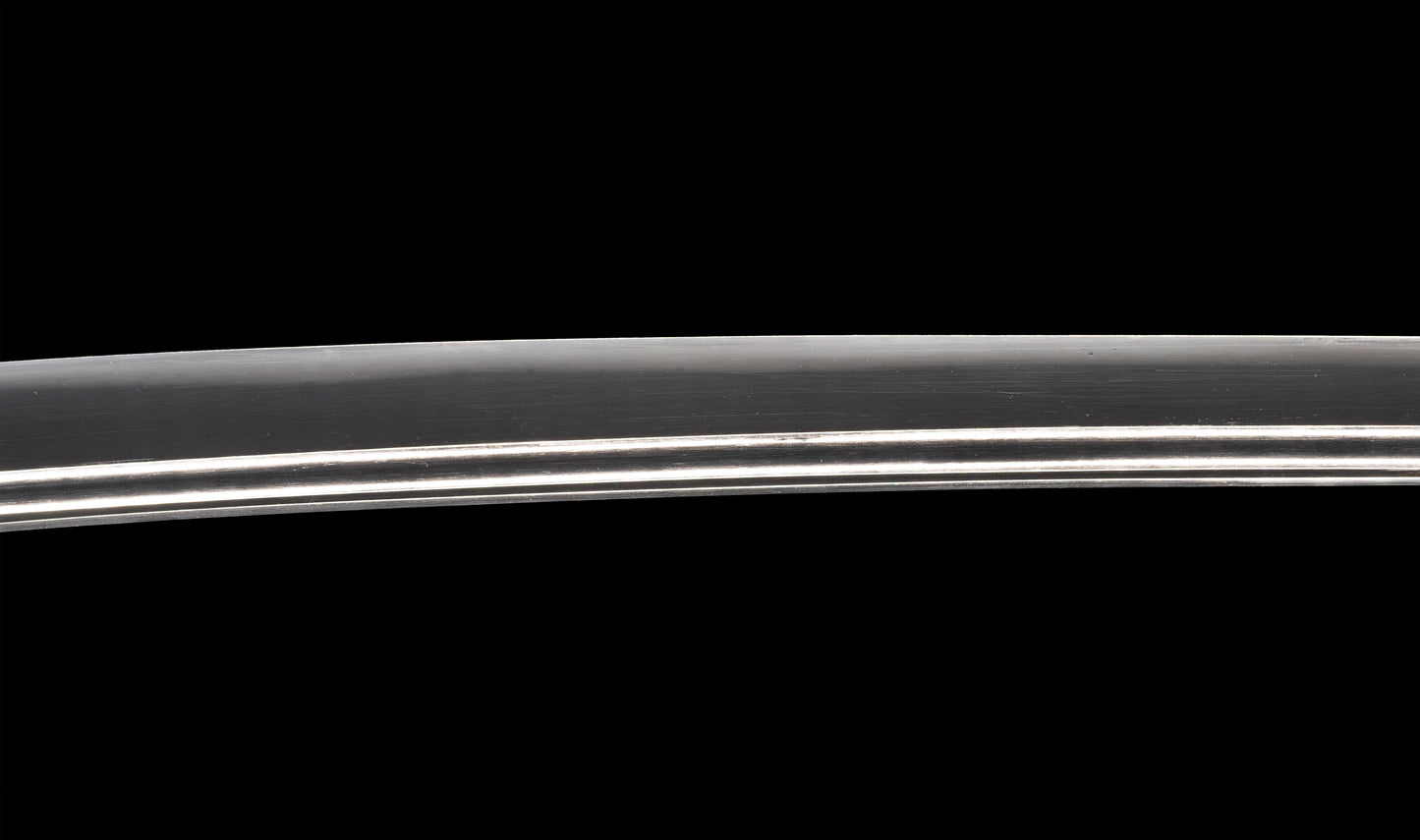 Antique Japanese Katana Sword with Floral Iron Sukashi Tsuba, Edo Period Mumei Blade