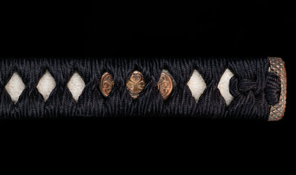 Antique Japanese Katana Sword with Gold-Inlaid Iron Tsuba, Attributed to Chikuzen Nobukuni — NBTHK Hozon