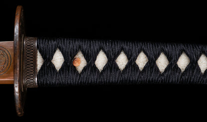 Antique Japanese Katana Sword with Gold-Inlaid Iron Tsuba, Attributed to Chikuzen Nobukuni — NBTHK Hozon
