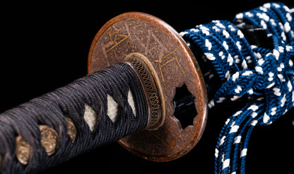 Antique Japanese Katana Sword with Gold-Inlaid Iron Tsuba, Attributed to Chikuzen Nobukuni — NBTHK Hozon