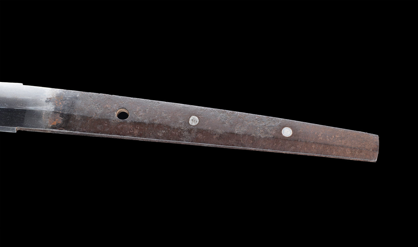 Antique Japanese Katana Sword with Gold-Inlaid Iron Tsuba, Attributed to Chikuzen Nobukuni — NBTHK Hozon