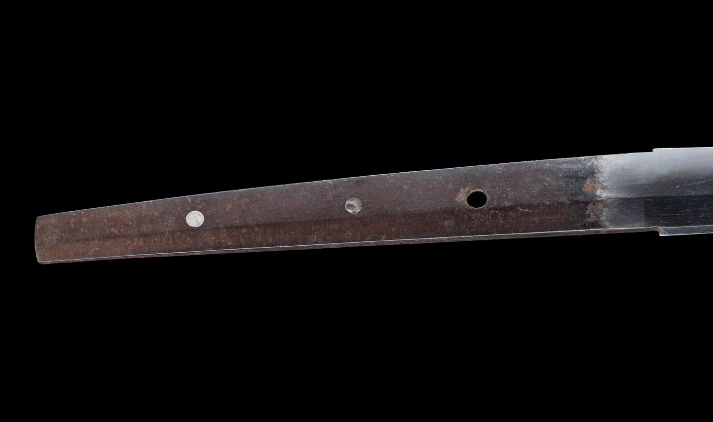 Antique Japanese Katana Sword with Gold-Inlaid Iron Tsuba, Attributed to Chikuzen Nobukuni — NBTHK Hozon