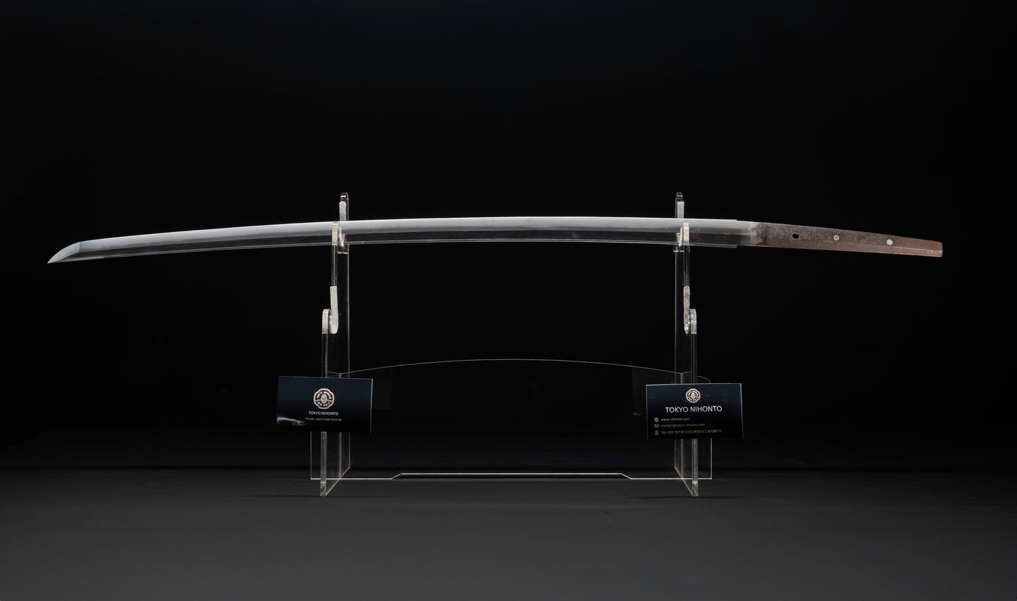 Antique Japanese Katana Sword with Gold-Inlaid Iron Tsuba, Attributed to Chikuzen Nobukuni — NBTHK Hozon