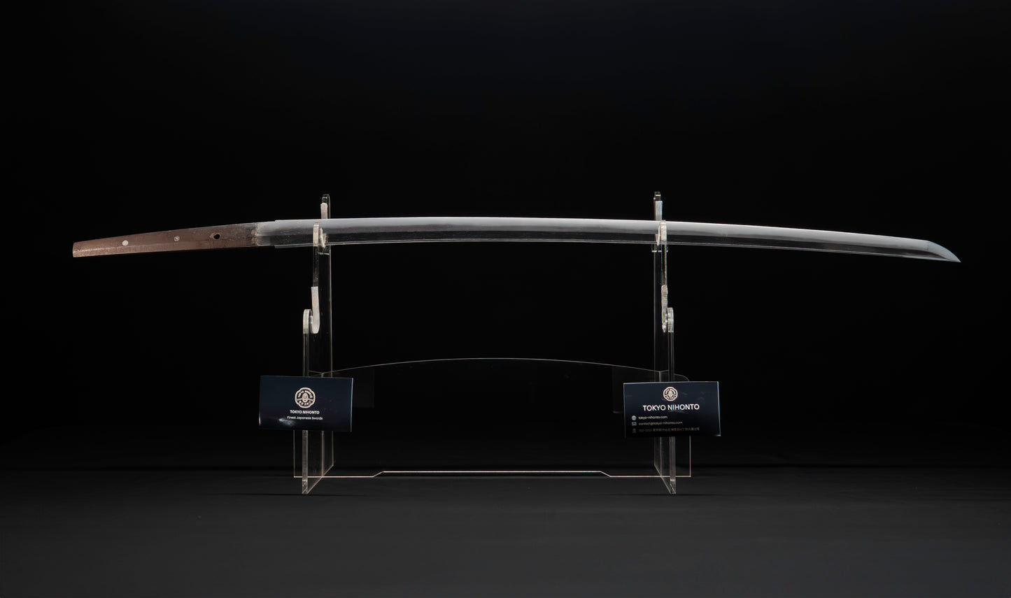Antique Japanese Katana Sword with Gold-Inlaid Iron Tsuba, Attributed to Chikuzen Nobukuni — NBTHK Hozon