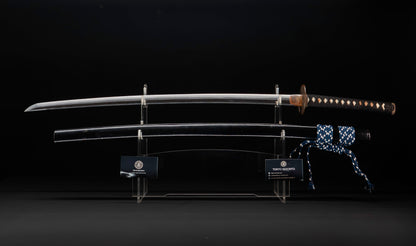 Antique Japanese Katana Sword with Gold-Inlaid Iron Tsuba, Attributed to Chikuzen Nobukuni — NBTHK Hozon