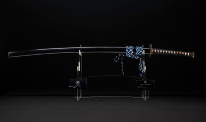Antique Japanese Katana Sword with Gold-Inlaid Iron Tsuba, Attributed to Chikuzen Nobukuni — NBTHK Hozon