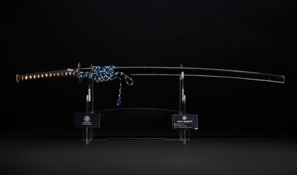 Antique Japanese Katana Sword with Gold-Inlaid Iron Tsuba, Attributed to Chikuzen Nobukuni — NBTHK Hozon