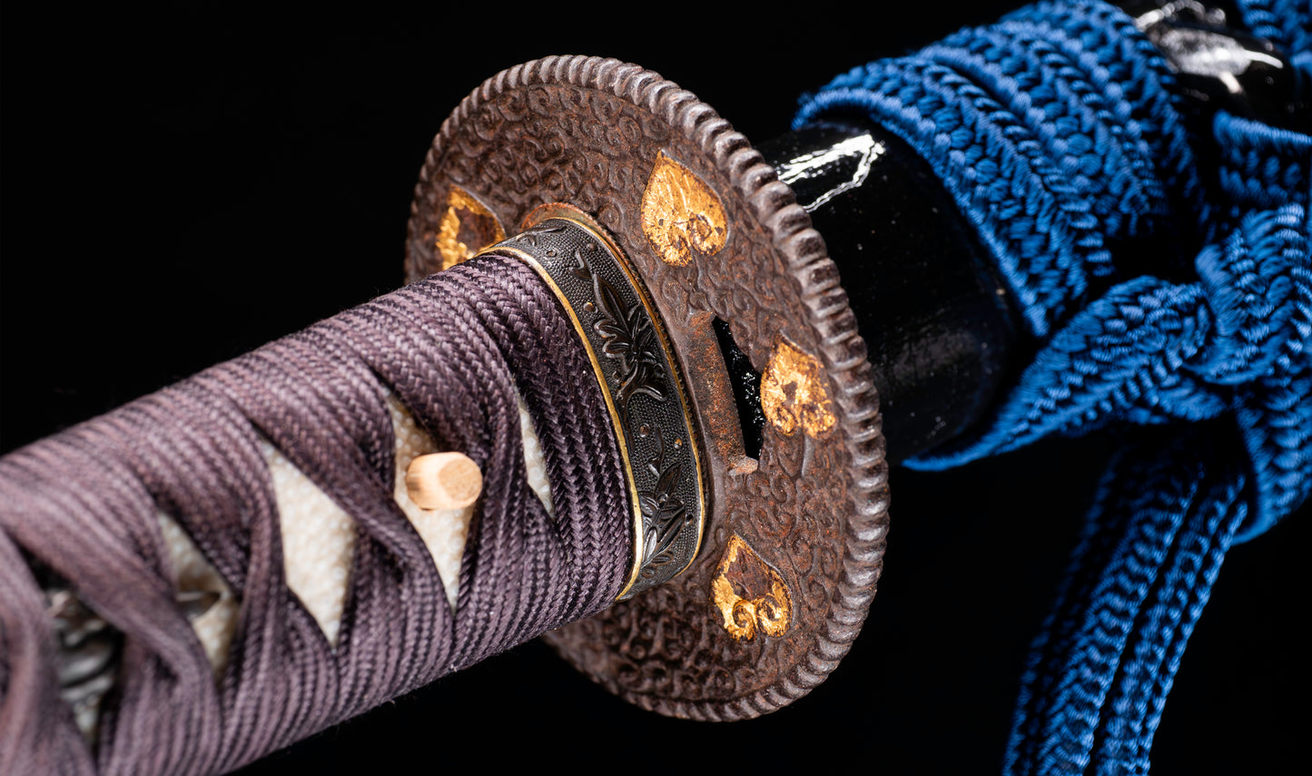 Katana Giapponese Antico con Tsuba Karakusa, firmato Chōshū Fujiwara Kiyoshige — NBTHK Hozon