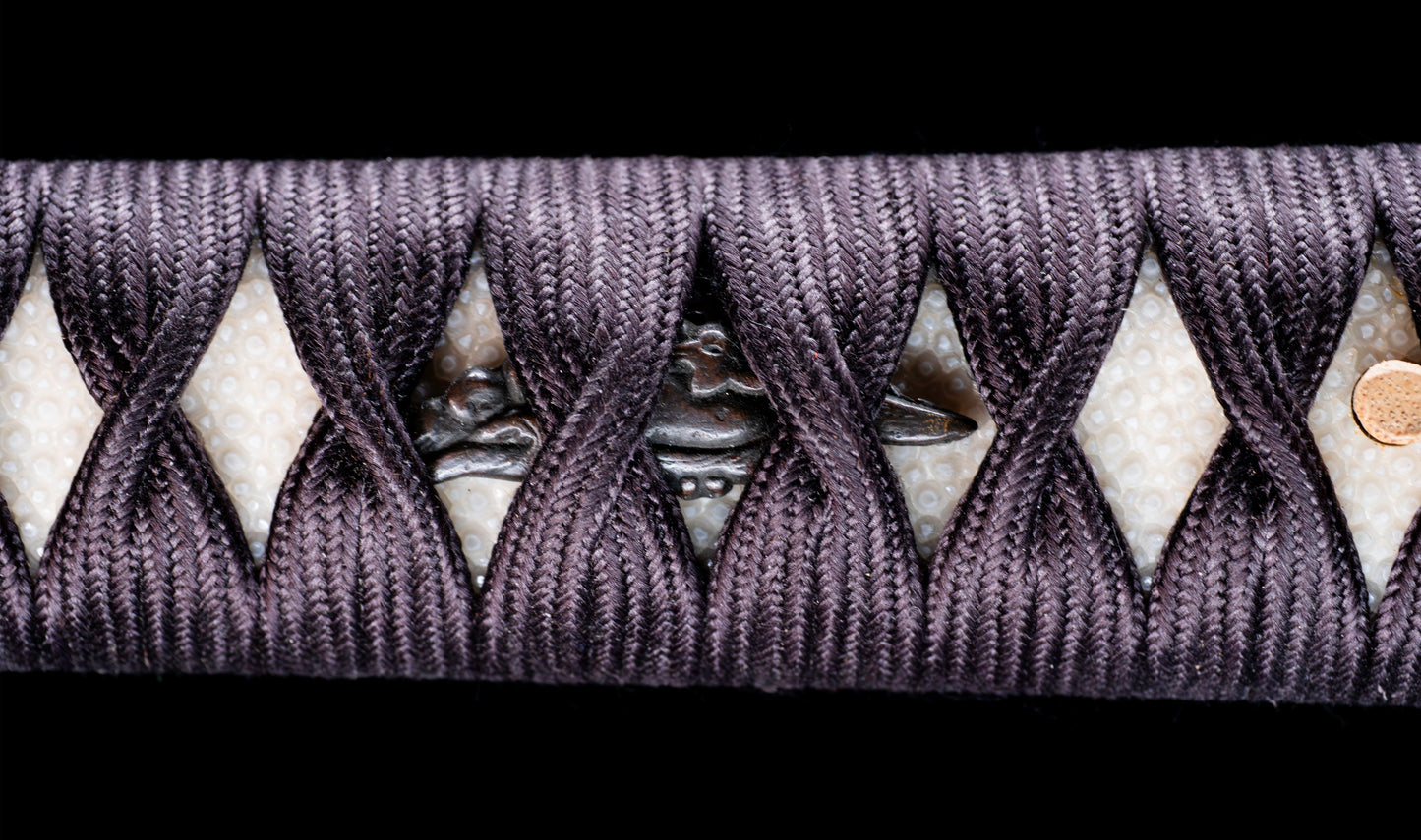 Katana Giapponese Antico con Tsuba Karakusa, firmato Chōshū Fujiwara Kiyoshige — NBTHK Hozon