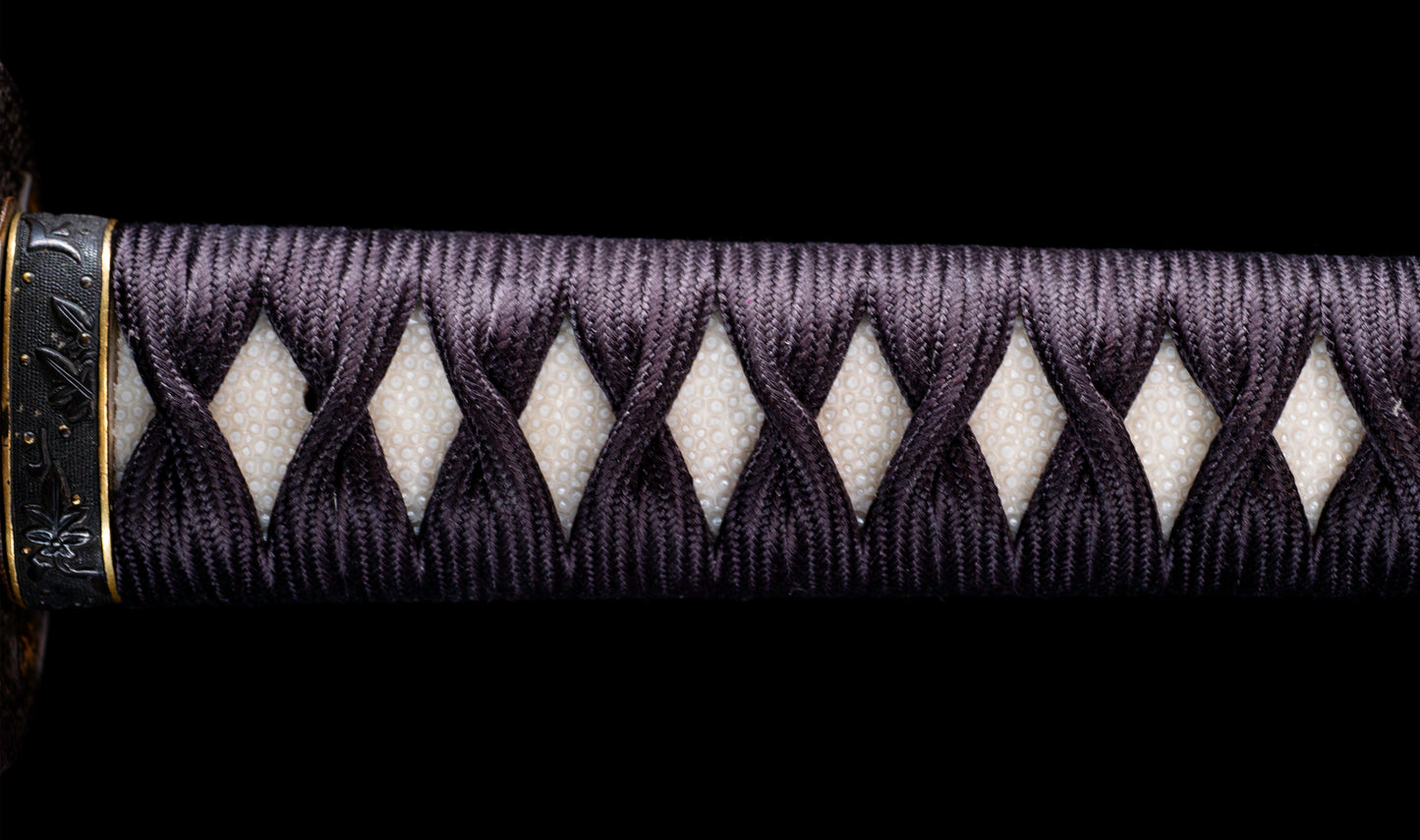 Katana Giapponese Antico con Tsuba Karakusa, firmato Chōshū Fujiwara Kiyoshige — NBTHK Hozon