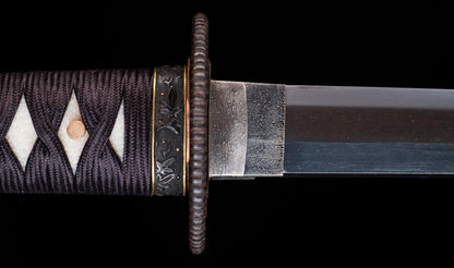 Katana Giapponese Antico con Tsuba Karakusa, firmato Chōshū Fujiwara Kiyoshige — NBTHK Hozon