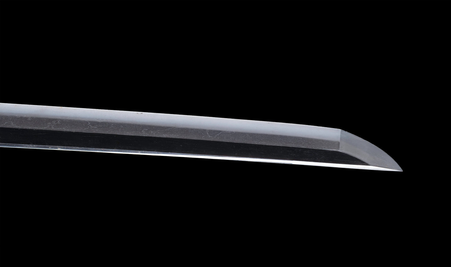 Katana Giapponese Antico con Tsuba Karakusa, firmato Chōshū Fujiwara Kiyoshige — NBTHK Hozon