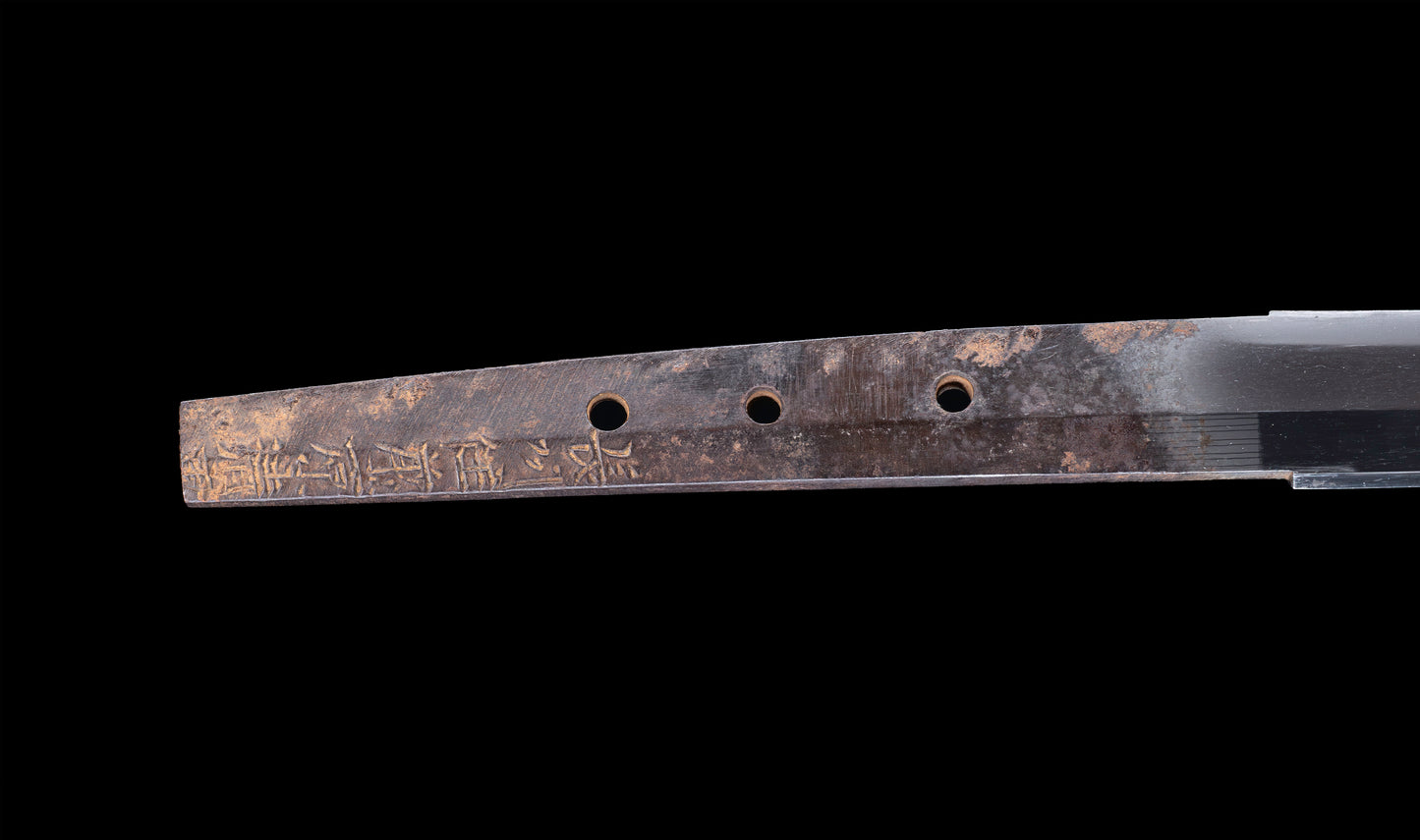 Katana Giapponese Antico con Tsuba Karakusa, firmato Chōshū Fujiwara Kiyoshige — NBTHK Hozon