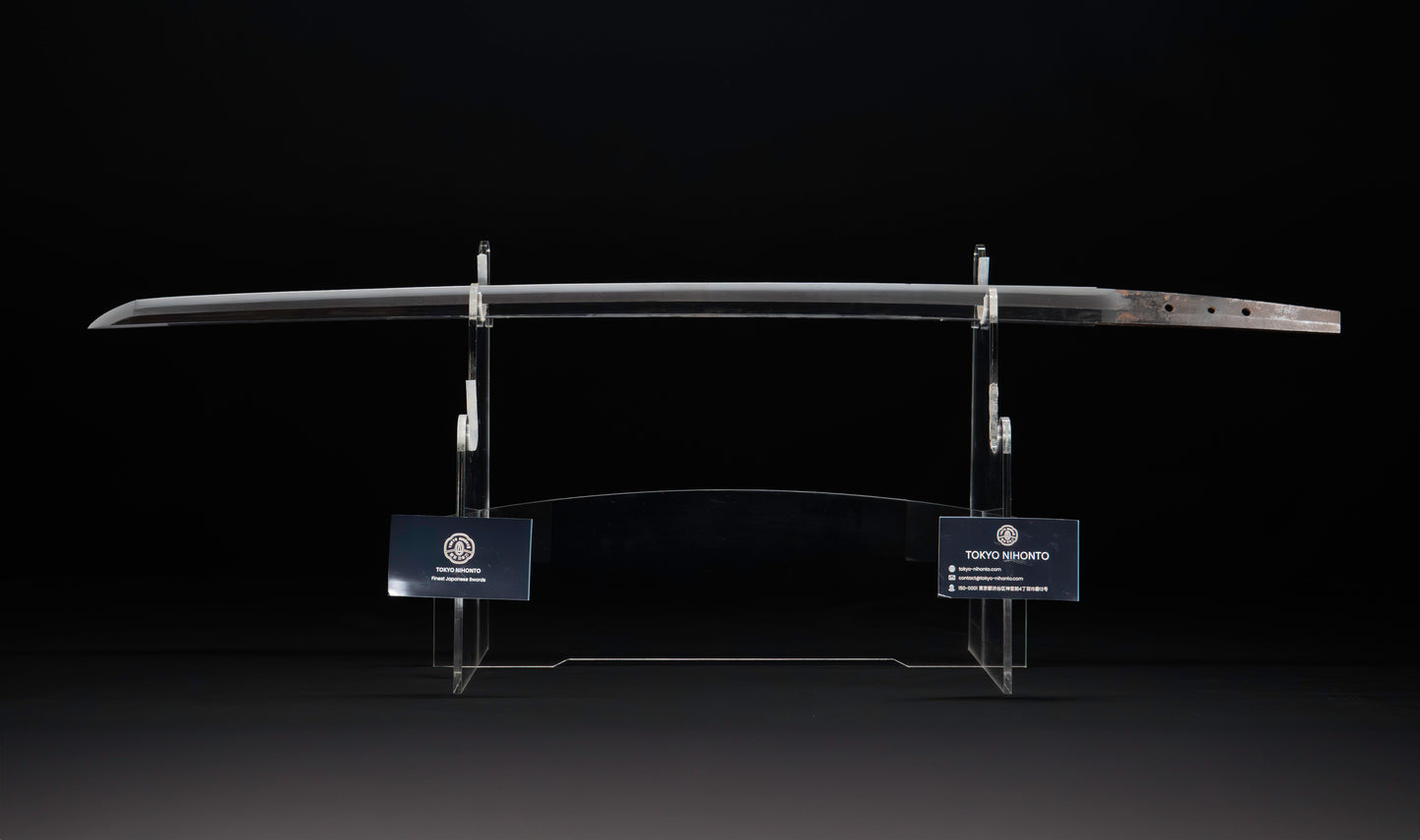 Katana Giapponese Antico con Tsuba Karakusa, firmato Chōshū Fujiwara Kiyoshige — NBTHK Hozon