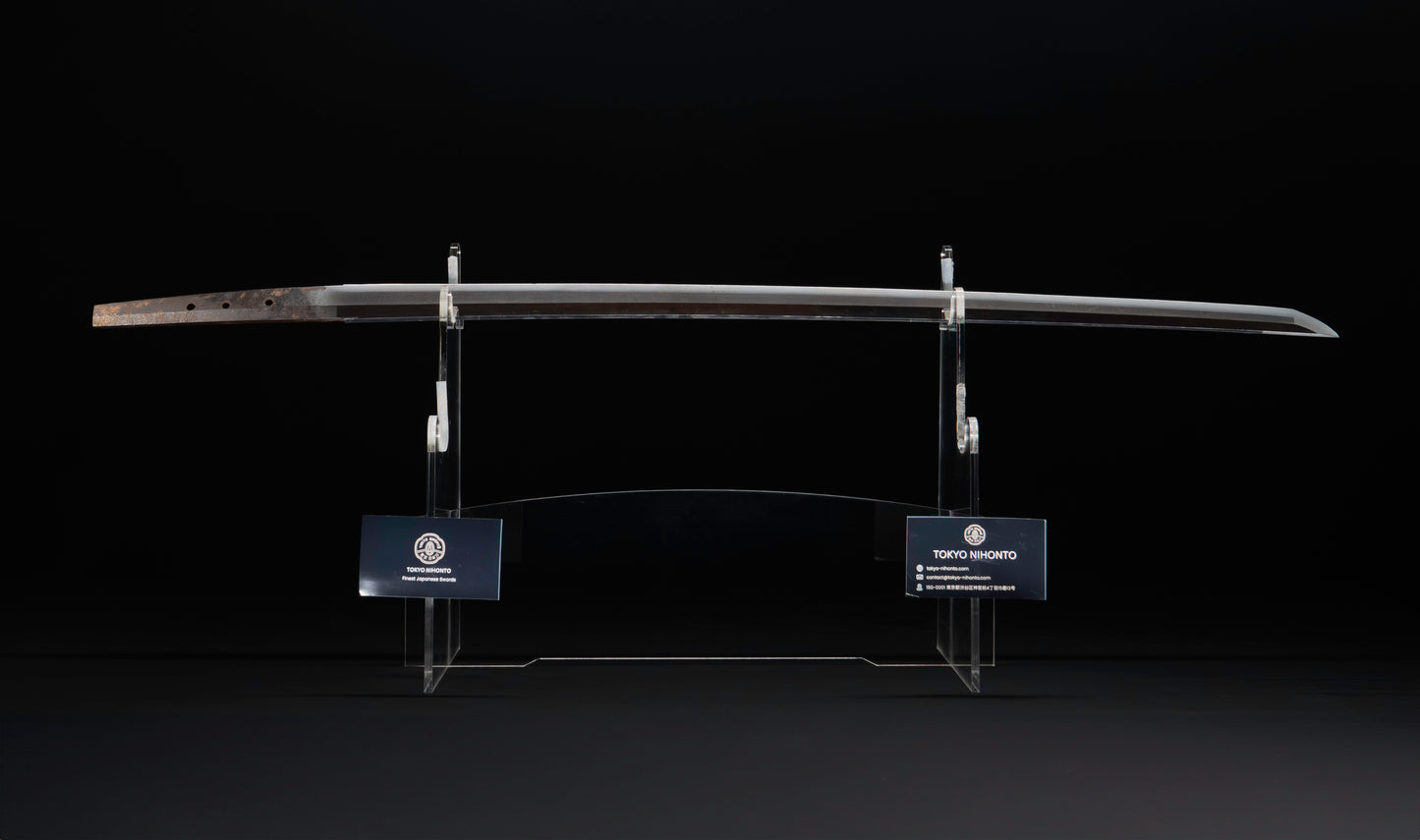 Katana Giapponese Antico con Tsuba Karakusa, firmato Chōshū Fujiwara Kiyoshige — NBTHK Hozon