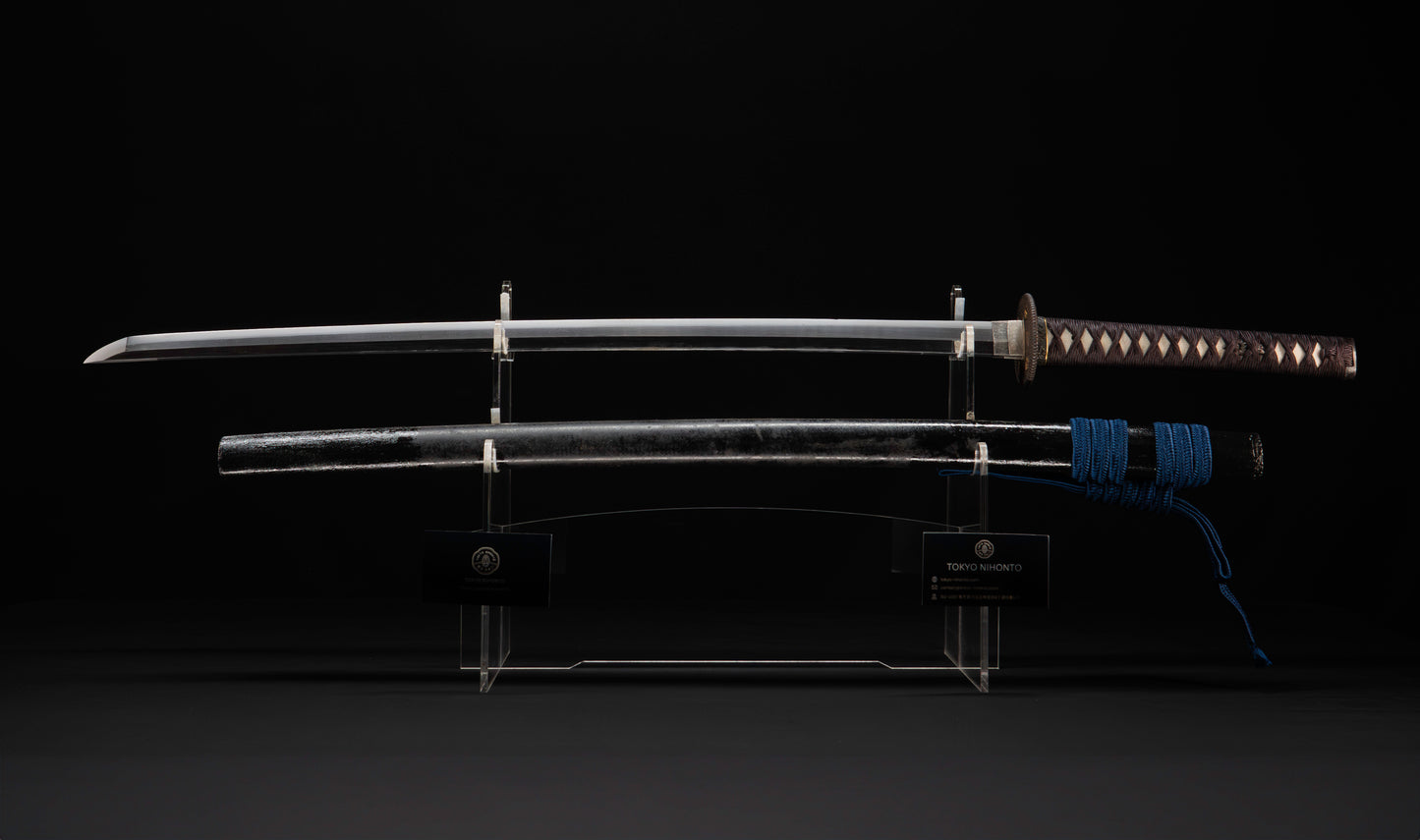Katana Giapponese Antico con Tsuba Karakusa, firmato Chōshū Fujiwara Kiyoshige — NBTHK Hozon