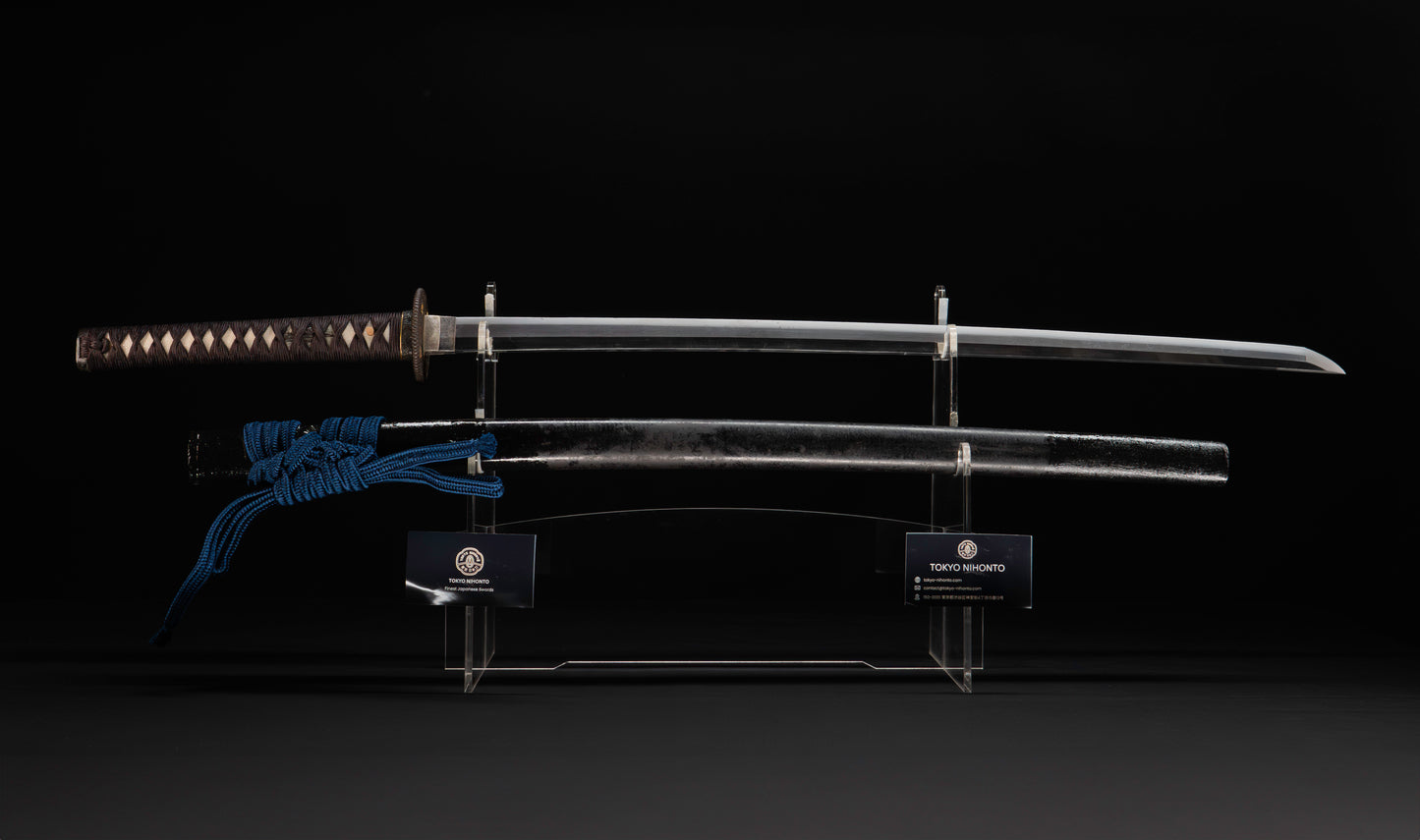 Katana Giapponese Antico con Tsuba Karakusa, firmato Chōshū Fujiwara Kiyoshige — NBTHK Hozon