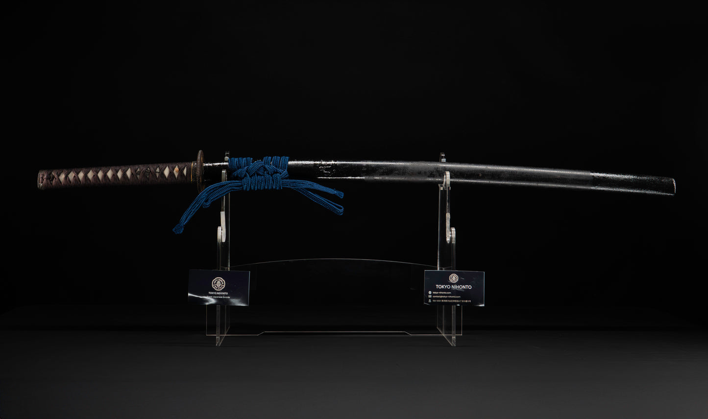 Katana Giapponese Antico con Tsuba Karakusa, firmato Chōshū Fujiwara Kiyoshige — NBTHK Hozon